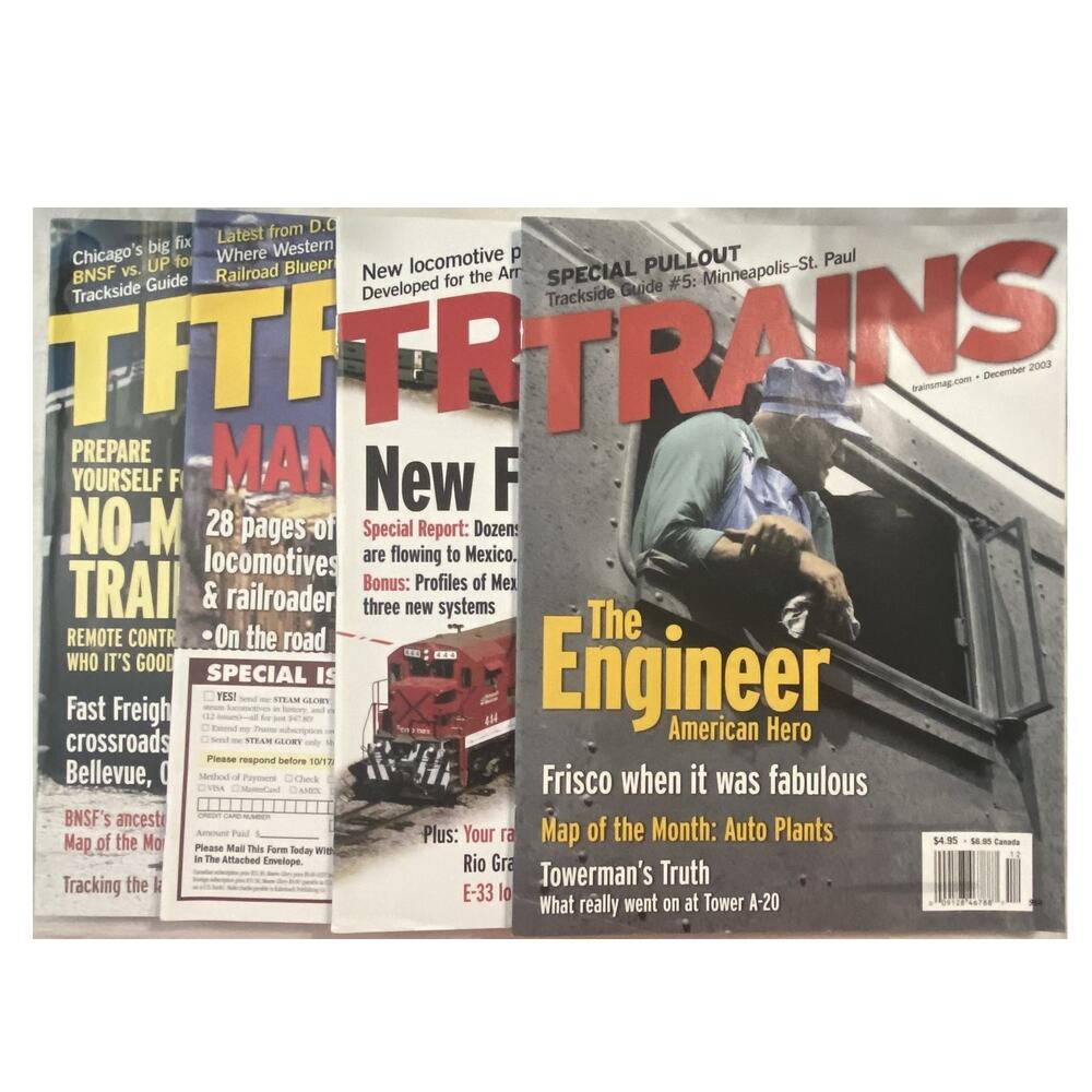 Vtg Lot 4 Trains Sept Oct Nov Dec 2003 Magazine Engineer Locomotive Railroad